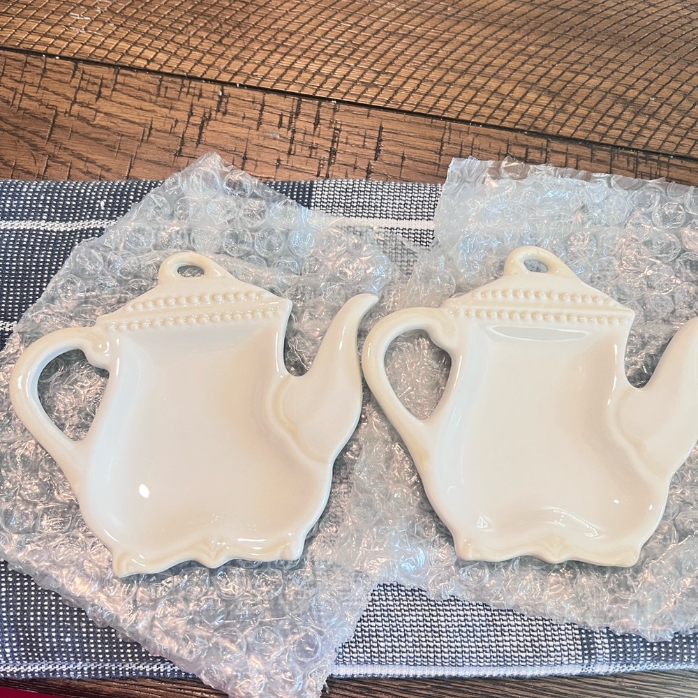 Princess House Cream white Ceramic Teabag holder